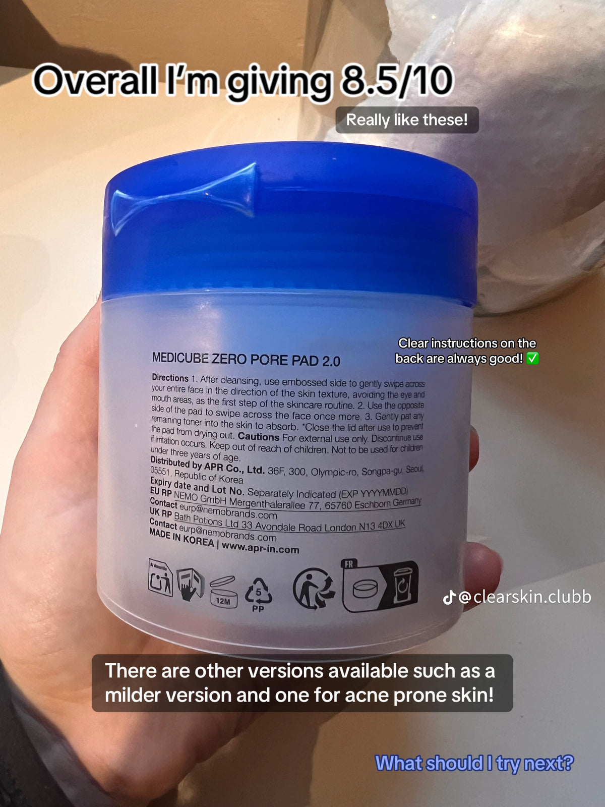 Medicube Zero Pore Pad 2.0 – Exfoliating Toner Pads